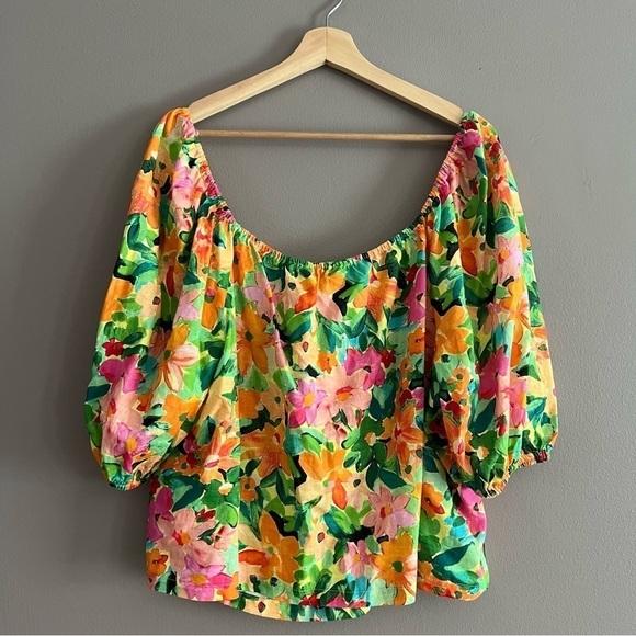 Sanctuary Perfect Time Floral Print Scoop Neck Short Sleeve Top Cropped XL - Picture 4 of 14